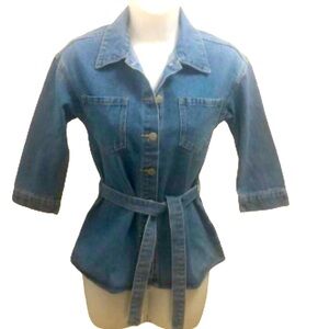SHEIN DENIM JACKET/TOP • POCKETS • 3/4 SLEEVES •Sz 7 (Junior)